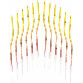 12 Pcs Spiral Long Thin Confetti Birthday Candles, Elegant Cake Candles, Birthday Party, Wedding Decorations, Twisted Party Candles, Unscented in Saudi Arabia