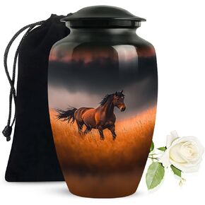 LEXFAY Large Horse Pattern Adult Urn - 10 Inch Decorative Urn for Ashes - Human Urn for Men and Women - Cremation Urn for Adults - Funeral Urn for Dad Ashes in Saudi Arabia