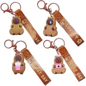 ISEMRO 4 قطع سلسلة مفاتيح كابيبارا سوبر لطيف كابيبارا هدايا مفتاح سلسلة للأطفال حفلة التخرج عيد ميلاد in Kuwait