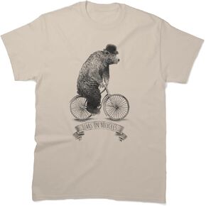 opifan Bears on Bicycles T-Shirt | Whimsical Cycling Bear Art in Lime | Vintage Penny Farthing Graphic Tee in Saudi Arabia