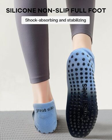 KE Spox Yoga Socks with Grips for Women Non Slip Pilates Long Sock for Pilates Yoga Barre Training-2pk in Saudi Arabia