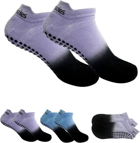 KE Spox Yoga Socks with Grips for Women Non Slip Pilates Long Sock for Pilates Yoga Barre Training-2pk in Saudi Arabia