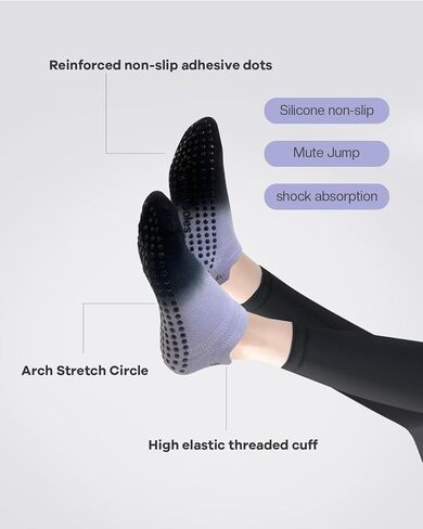 KE Spox Yoga Socks with Grips for Women Non Slip Pilates Long Sock for Pilates Yoga Barre Training-2pk in Saudi Arabia