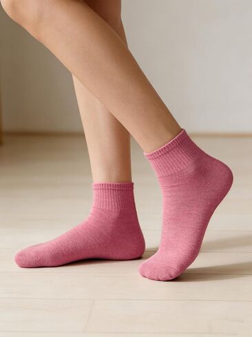 5-Pair Women's Non-Slip Cuff Crew Socks,Assorted Colors,Comfortable & Breathable Mid-Calf Athletic Ankle Socks in Saudi Arabia