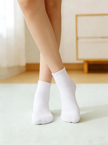 5-Pair Women's Non-Slip Cuff Crew Socks,Assorted Colors,Comfortable & Breathable Mid-Calf Athletic Ankle Socks in Saudi Arabia