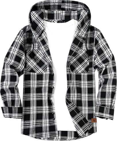 Lightweight Hooded Flannel Shirt for Men Fall Casual Button Down Shirt Long Sleeve Plaid Hoodie with Pocket in Saudi Arabia