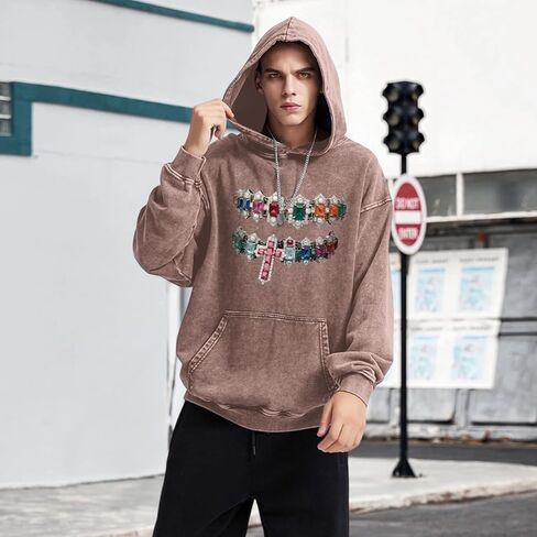 Cayxatiu Graphic Hoodies for Men Y2k Vintage Oversized Hoodie Acid Wash Streetwear Pullover Hip Hop Grunge Long Sleeve Hoodie in Saudi Arabia