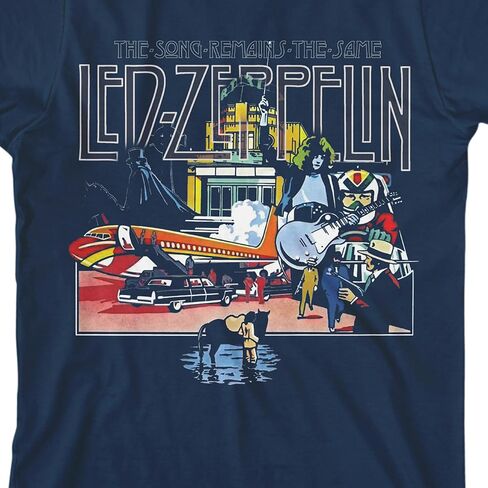 Led Zeppelin The Song Remains The Same Album Art Crew Neck Short Sleeve Navy Blue Youth T-Shirt in Saudi Arabia