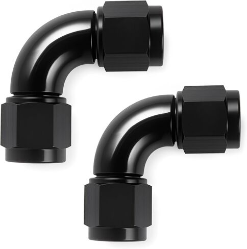 6AN Female to 6AN Female Coupler Straight Swivel Fitting Adapter 9/16-18UNF Thread Aluminium Anodized Black 2Pcs in Kuwait