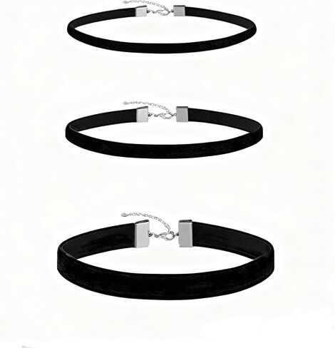 Black Velvet Choker Necklace for Women, Soft Stretch Gothic Neckband, 90s Retro Style Minimalist Witchy Jewelry for Halloween Cosplay，Three-piece set in Saudi Arabia