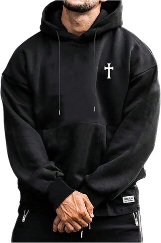 SOLY HUX Hoodies for Men Graphic Print Drawstring Drop Shoulder Long Sleeve Sweatshirt Pullover Tops in Saudi Arabia