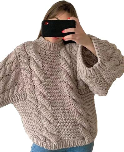 ZOCPEONY Women's Sweaters Oversized Knit Chunky Baggy Crew Neck Long Sleeve Y2K Pullover Knitted Sweater Tops in Saudi Arabia