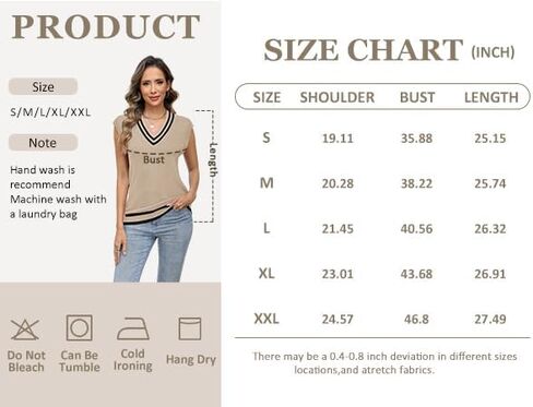 Women's Casual V Neck Sweater Vest Short Sleeve Chunky Knit Loose Pullover Sleeveless Lightweight Ladies Trendy Knit Vest in Saudi Arabia