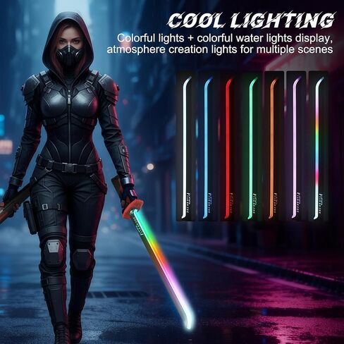 سيف Cyberpunk Neon LED، سيف ذو تأثير شرارة مقاس 31.5 بوصة مع ضباب/دخان، سيف السيف الضوئي للأطفال والكبار، سيف ألعاب للحفلات التنكرية والهذيان والهالوين (رمادي) in Saudi Arabia