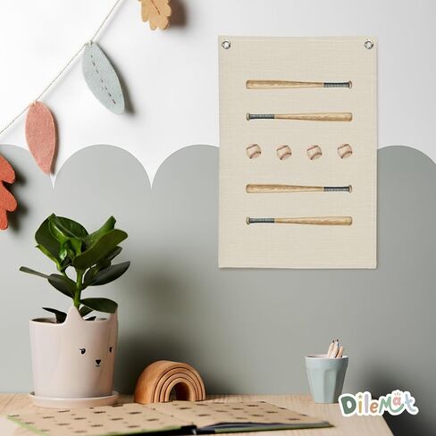 Dilemat Baseball Nursery Canvas Banner Wall Hanging, Baseball Decor for Boys Room,Vintage Baseballs Wall Decor Hanging Banner Flag for Boys Toddler Nursery Room Bedroom Playroom 18x25 Inch in Saudi Arabia