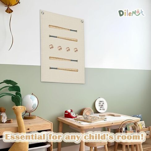 Dilemat Baseball Nursery Canvas Banner Wall Hanging, Baseball Decor for Boys Room,Vintage Baseballs Wall Decor Hanging Banner Flag for Boys Toddler Nursery Room Bedroom Playroom 18x25 Inch in Saudi Arabia