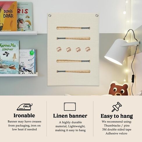 Dilemat Baseball Nursery Canvas Banner Wall Hanging, Baseball Decor for Boys Room,Vintage Baseballs Wall Decor Hanging Banner Flag for Boys Toddler Nursery Room Bedroom Playroom 18x25 Inch in Saudi Arabia