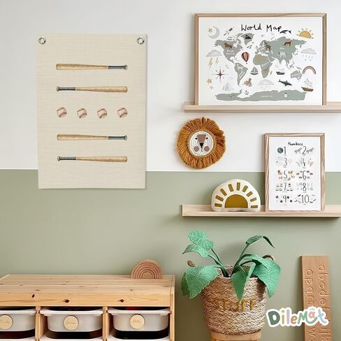 Dilemat Baseball Nursery Canvas Banner Wall Hanging, Baseball Decor for Boys Room,Vintage Baseballs Wall Decor Hanging Banner Flag for Boys Toddler Nursery Room Bedroom Playroom 18x25 Inch in Saudi Arabia