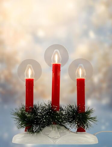 Hobbynors Classic Electric Window Candle Lights, Traditional Plug in Christmas Candles with Warm Glow, Timeless Flameless Taper Candolier for Holiday, Thanksgiving & Home Decoration in Saudi Arabia