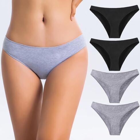 4 Pack Women's Stretch Cotton Bikini Panties - Low Rise Sexy Breathable Underwear for Women in Saudi Arabia