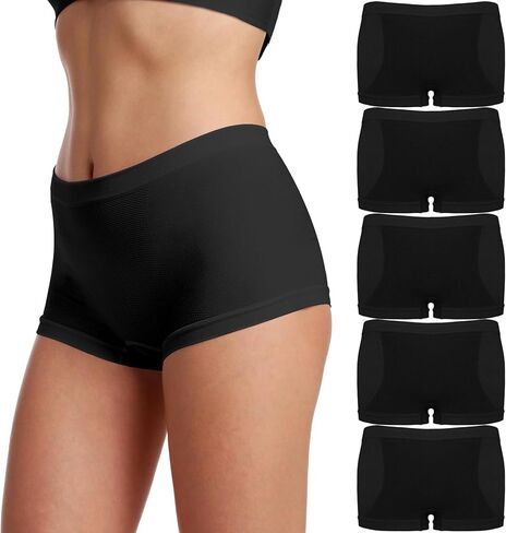 SHINTRENOVE Seamless Boyshorts for Women, No Show Boy Shorts Underwear, Comfy Full Coverage Boxer Panties 5-Pack in Saudi Arabia