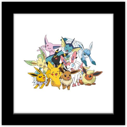لوحة فنية جدارية لمجموعة Gallery Pops Pokémon - مجموعة Kalos Region Favorites، مقاس 30.48 سم × 30.48 سم، لوحة فنية جدارية من Gallery Pops، إصدار بإطار أسود in Kuwait