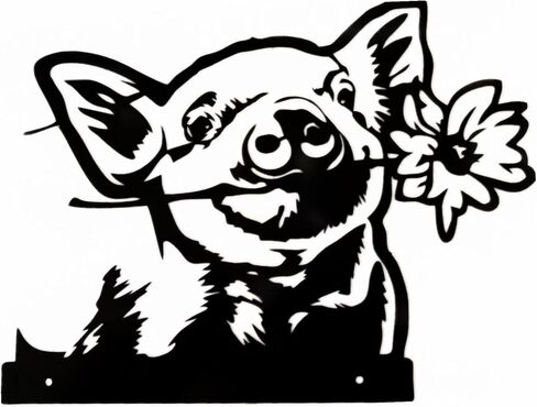 Outdoor Metal Art Funny Peeping Animal Statue Stakes Fence Landscape for Yard Garden Decor Animal Silhouette Ornaments (Pig) in Saudi Arabia