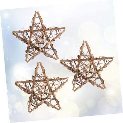 3PCS Stars Wicker Rattan Star Grapevine Wreath 4 Inch Shaped Rattan Wreath Garland Decoration for Christmas Holiday Craft or Wedding Supplies in Saudi Arabia