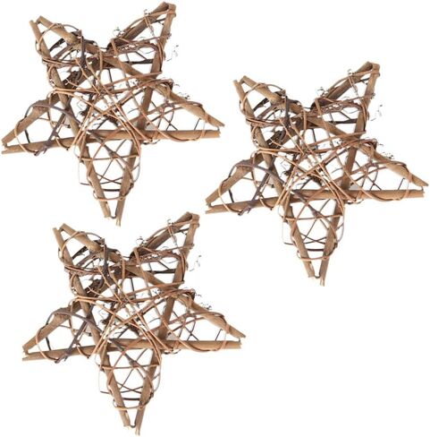 3PCS Stars Wicker Rattan Star Grapevine Wreath 4 Inch Shaped Rattan Wreath Garland Decoration for Christmas Holiday Craft or Wedding Supplies in Saudi Arabia