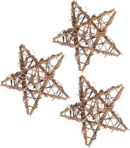 3PCS Stars Wicker Rattan Star Grapevine Wreath 4 Inch Shaped Rattan Wreath Garland Decoration for Christmas Holiday Craft or Wedding Supplies in Saudi Arabia