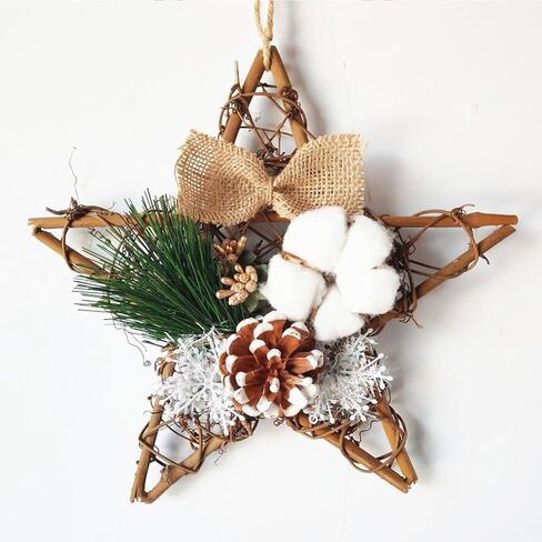 3PCS Stars Wicker Rattan Star Grapevine Wreath 4 Inch Shaped Rattan Wreath Garland Decoration for Christmas Holiday Craft or Wedding Supplies in Saudi Arabia
