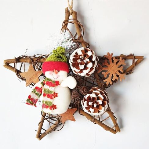 3PCS Stars Wicker Rattan Star Grapevine Wreath 4 Inch Shaped Rattan Wreath Garland Decoration for Christmas Holiday Craft or Wedding Supplies in Saudi Arabia