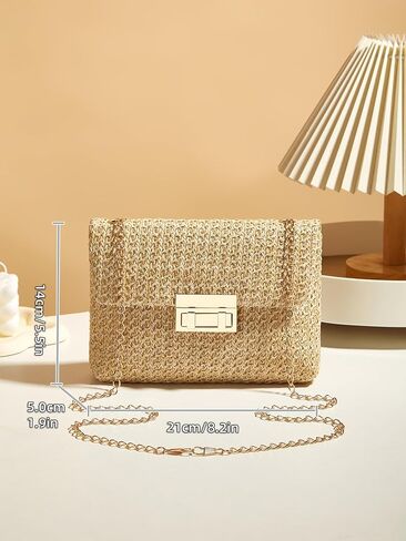Straw Clutch Purses for Women Woven Evening Handbags Wicker Rattan Envelope Wallet Chain Shoulder Bag in Saudi Arabia