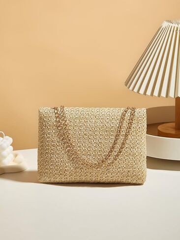 Straw Clutch Purses for Women Woven Evening Handbags Wicker Rattan Envelope Wallet Chain Shoulder Bag in Saudi Arabia