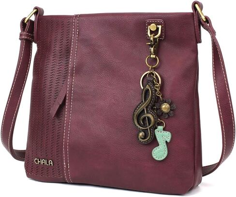 CHALA Laser Cut Crossbody Faux Leather Plum in Saudi Arabia