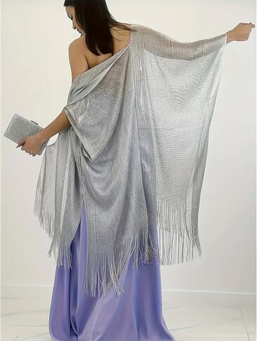 Nonakgado Sparkle Metallic Evening Shawls for Women formal Party Dresses Beach Travel Cardigan Shawl Wrap for Swimsuit in Saudi Arabia