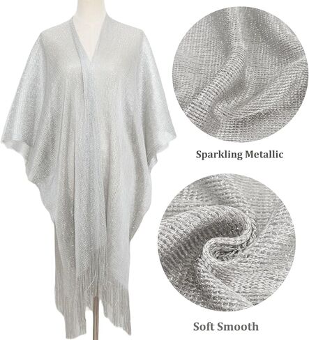 Nonakgado Sparkle Metallic Evening Shawls for Women formal Party Dresses Beach Travel Cardigan Shawl Wrap for Swimsuit in Saudi Arabia