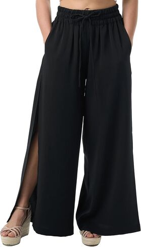 Womens Summer Wide Leg Pants Side Slits Split High Waisted Lightweight Boho Beach Trousers Casual Resort Travel Vacation in Saudi Arabia