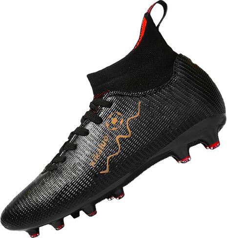 Kikaluo Men's Soccer Cleats Football Shoes High-Tops Lace-Up Non-Slip Spikes Outdoor Sports in Saudi Arabia