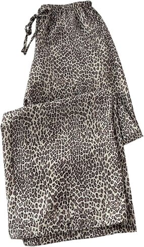 GORGLITTER المرأة ليوبارد الفهد السراويل واسعة الساق Y2k مضيئة Shirred جرس أسفل Paperbag بنطلون in Kuwait