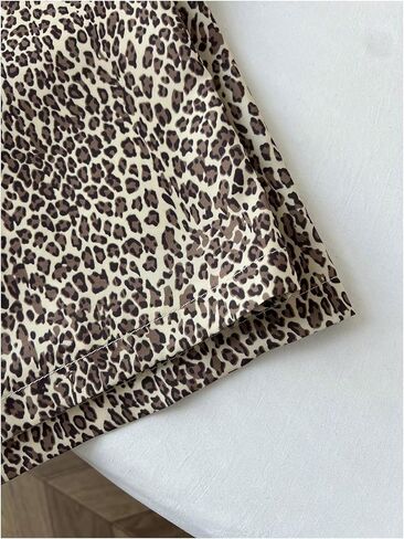 GORGLITTER المرأة ليوبارد الفهد السراويل واسعة الساق Y2k مضيئة Shirred جرس أسفل Paperbag بنطلون in Kuwait