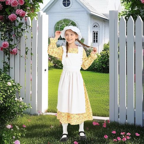 فستان Wizland Girls Colonial Pioneer مع مريلة وقلنسوة in Kuwait