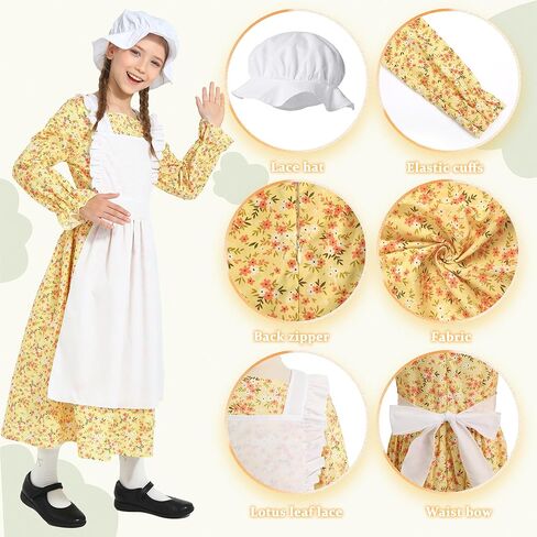 فستان Wizland Girls Colonial Pioneer مع مريلة وقلنسوة in Kuwait