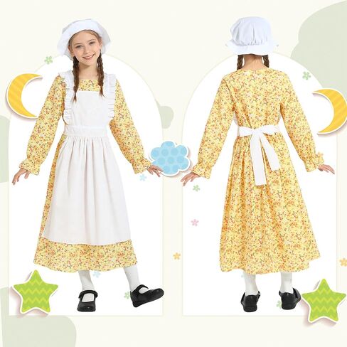 فستان Wizland Girls Colonial Pioneer مع مريلة وقلنسوة in Kuwait