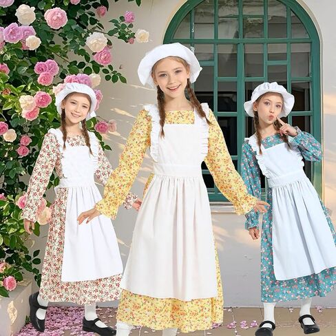 فستان Wizland Girls Colonial Pioneer مع مريلة وقلنسوة in Kuwait