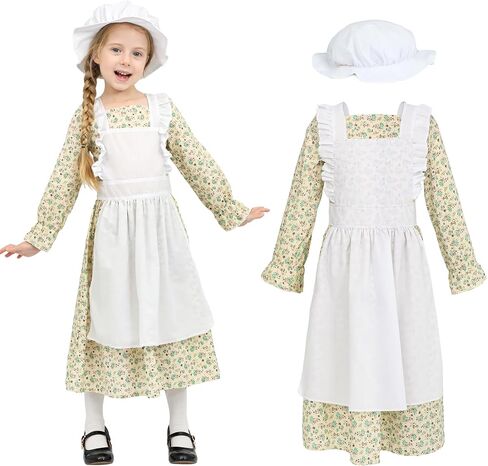 فستان Wizland Girls Colonial Pioneer مع مريلة وقلنسوة in Kuwait