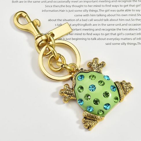 Enchanting Golden Frog Keychain with Sparkling Blue-Green Rhinestones Stylish Metal Animal Keyring Quirky Bag Purse Car Key Handbag Charm Accessories for Friends in Saudi Arabia