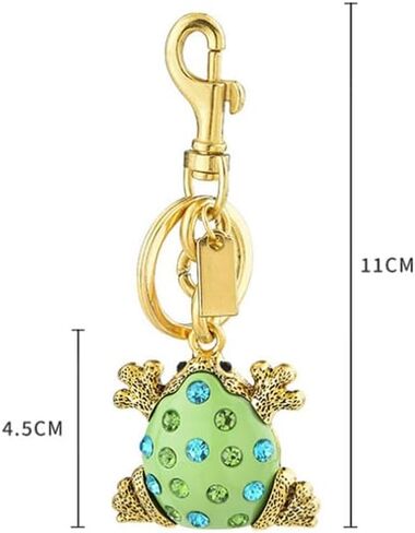 Enchanting Golden Frog Keychain with Sparkling Blue-Green Rhinestones Stylish Metal Animal Keyring Quirky Bag Purse Car Key Handbag Charm Accessories for Friends in Saudi Arabia