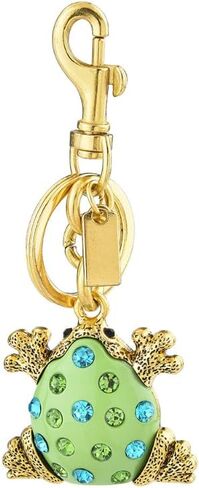 Enchanting Golden Frog Keychain with Sparkling Blue-Green Rhinestones Stylish Metal Animal Keyring Quirky Bag Purse Car Key Handbag Charm Accessories for Friends in Saudi Arabia