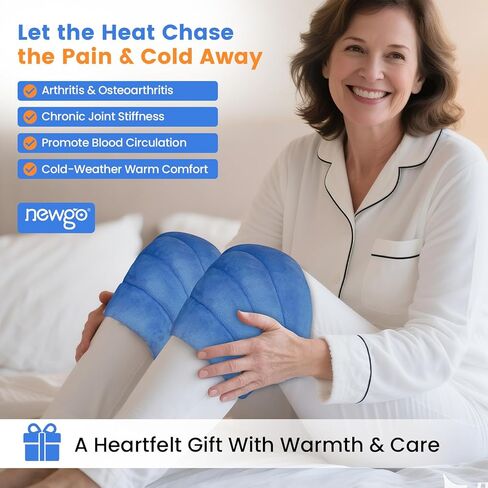 NEWGO Microwave Heating Pad for Knee Arthritis, 2PCS Heated Knee Wrap Warmers with Moist Heat for Joint Stiffness, Cold Weather, Osteoarthritis, Gifts for Men Women in Saudi Arabia